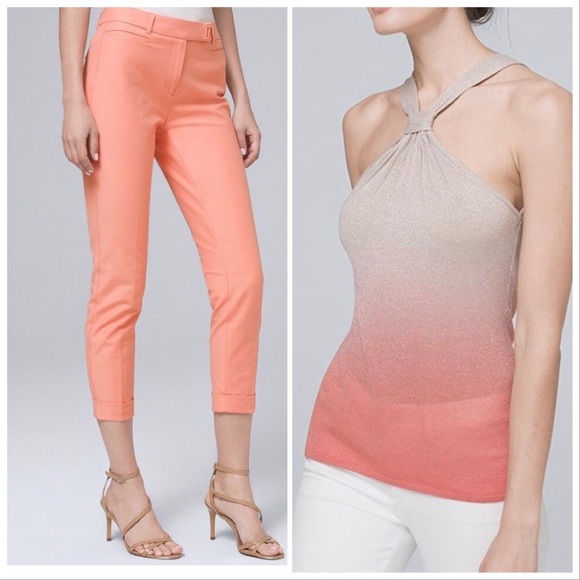 NWT! WHBM CORAL HAZE - SLIM CROPPED PANTS - Picture 5 of 16